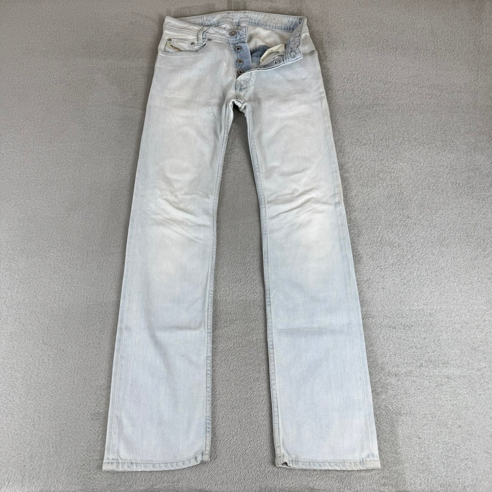 Diesel Onijo Jeans Mens 27x32 Light Blue Denim Distressed Button Fly Stretch
